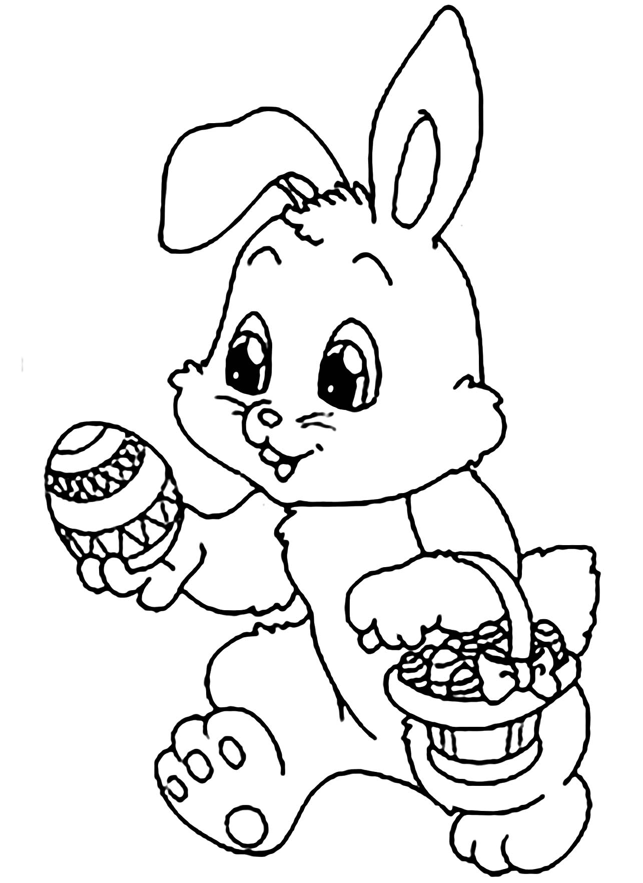 Lapin Et Son Panier - Coloriage De Lapins - Coloriages intérieur Coloriage Lapin