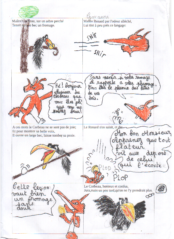 Le Corbeau Et Le Renard En Bande Dessinée - Blog Des Cm1 destiné Coloriage Dessin Le Corbeau Et Le Renard