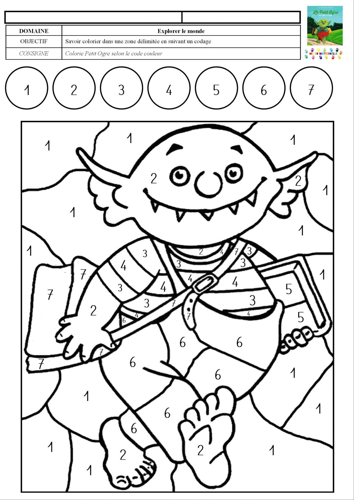 Le Petit Ogre Veut Aller À L'École : Coloriage Magique encequiconcerne Chiffre 7 Coloriage