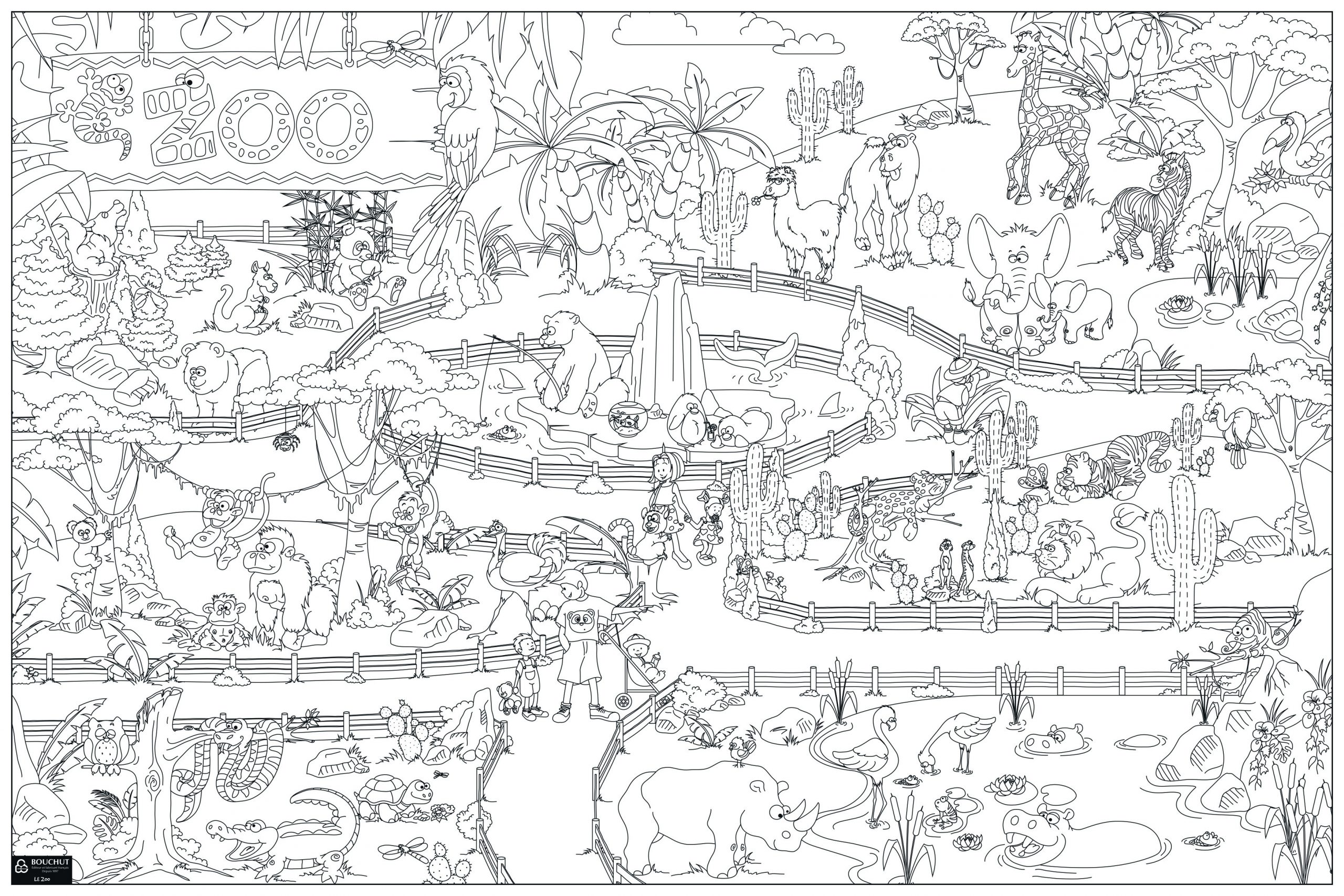 Le Zoo Coloriage Géant 120X80Cm K755645 - Frimaudeau destiné Zoo Dessin Coloriage Animaux