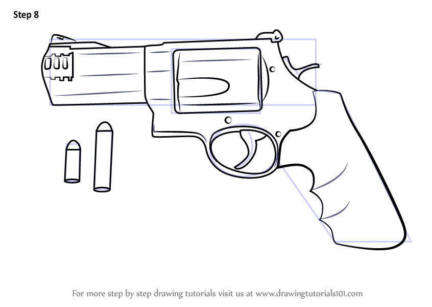 Learn How To Draw Revolver With Bullets (Pistols) Step By encequiconcerne Dessin 9Mm