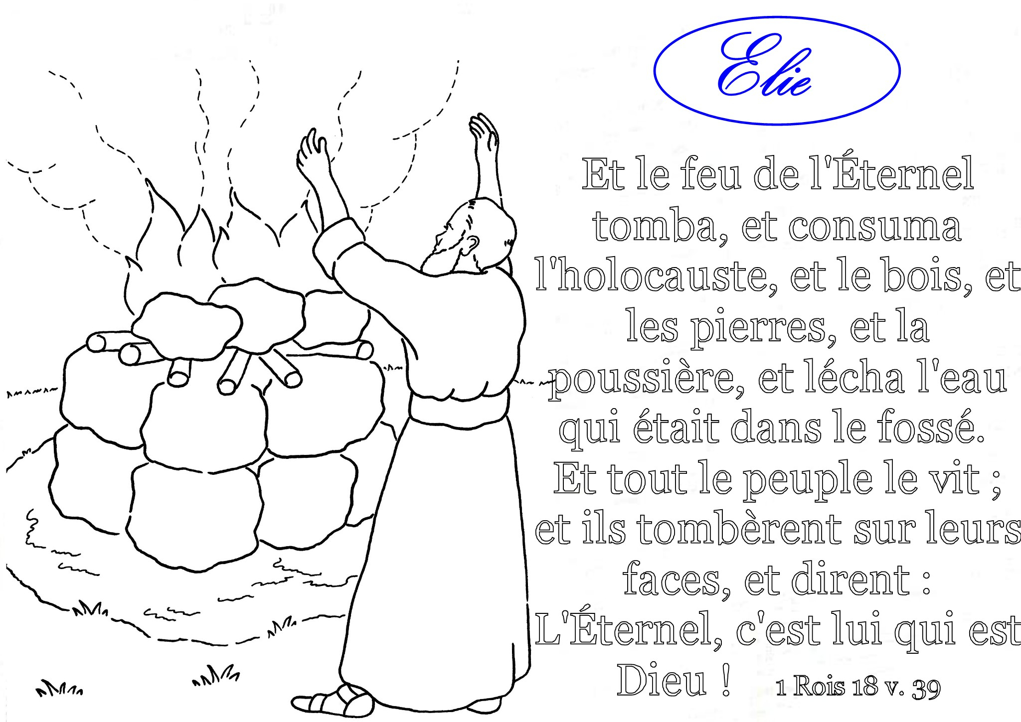 Les Paroles Elie avec Dessin Biblique,