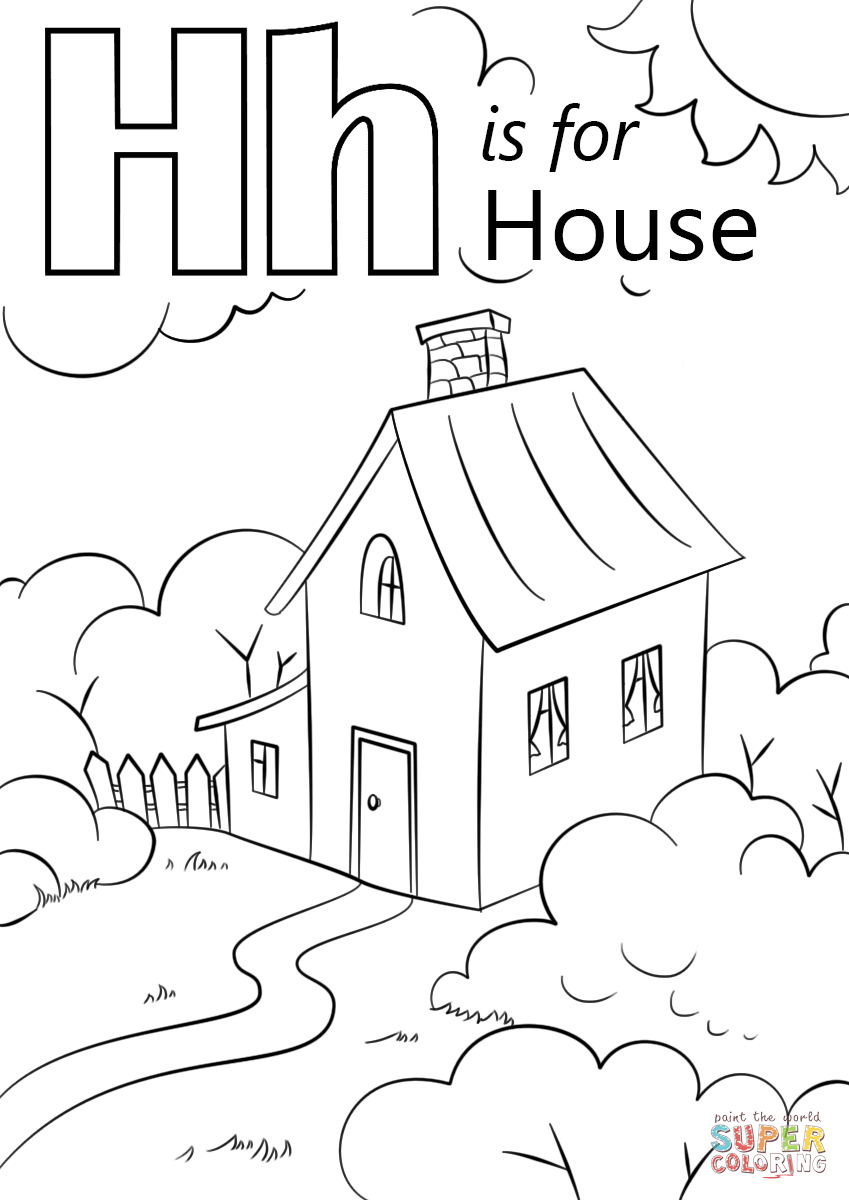 Letter H Is For House Coloring Page | Free Printable intérieur H Coloriage