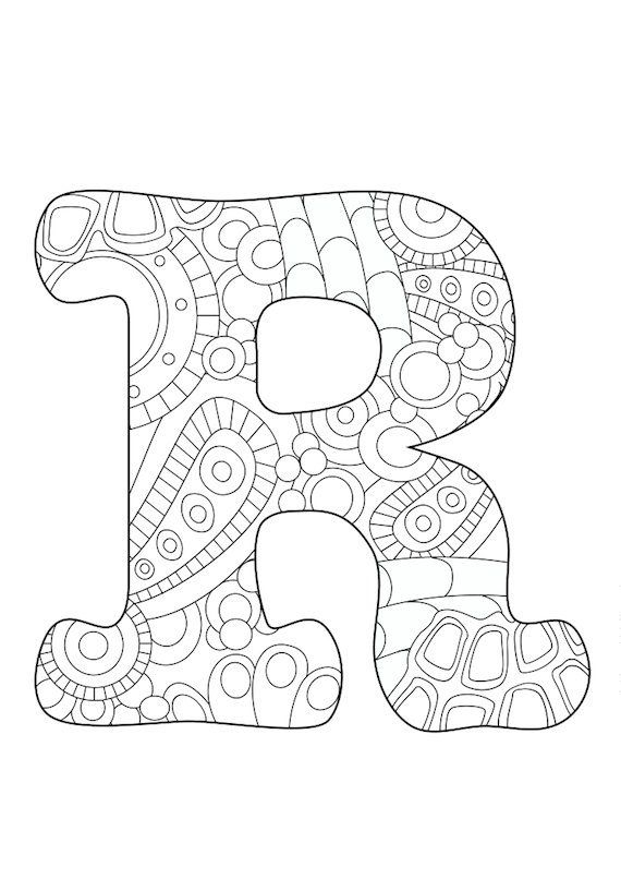 Letter R Funky | Lettering, Watercolor Lettering, Shape tout Coloriage Mandala Lettre R