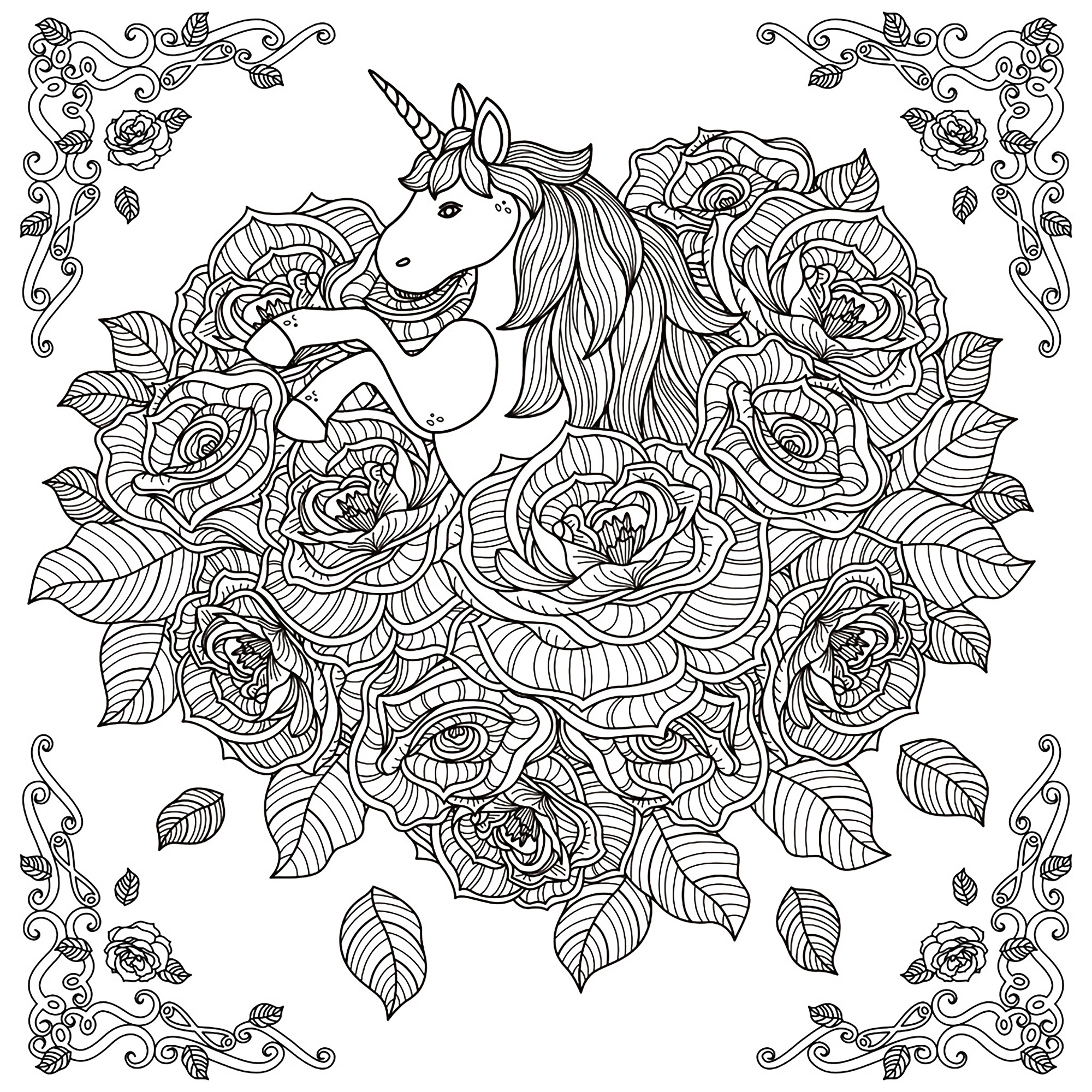 Licorne Mandala - Licornes - Coloriages Difficiles Pour intérieur Coloriage Unicorn Dessin