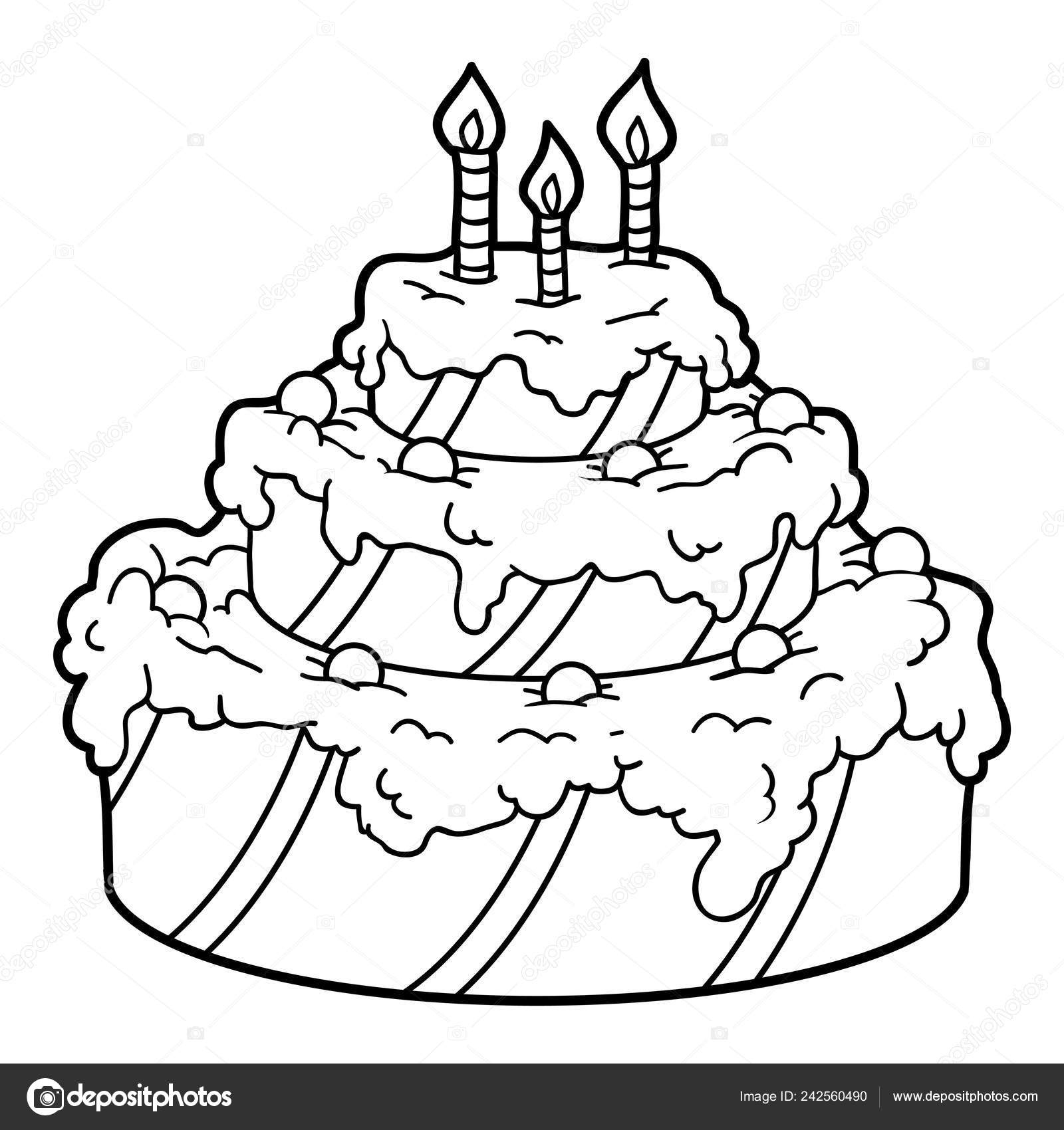 Livre Coloriage Pour Les Enfants Gâteau Anniversaire dedans Coloriage Gâteau,