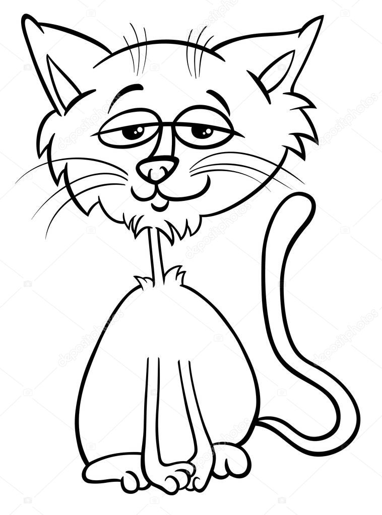 Livre De Coloriage De Chat Drôle Cartoon Caractère — Image concernant Coloriage Dessin Chat