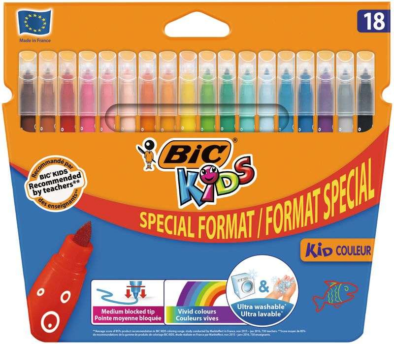 Lot De 18 Feutres De Coloriage Bic Kids - Via 1.23€ Sur encequiconcerne Dessin Bic,