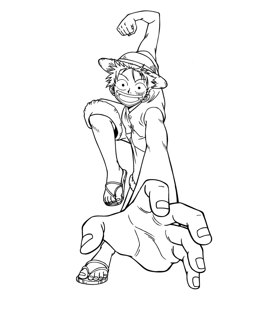 Luffy En Action Est Un Coloriage De One Piece intérieur Coloriage One Piece