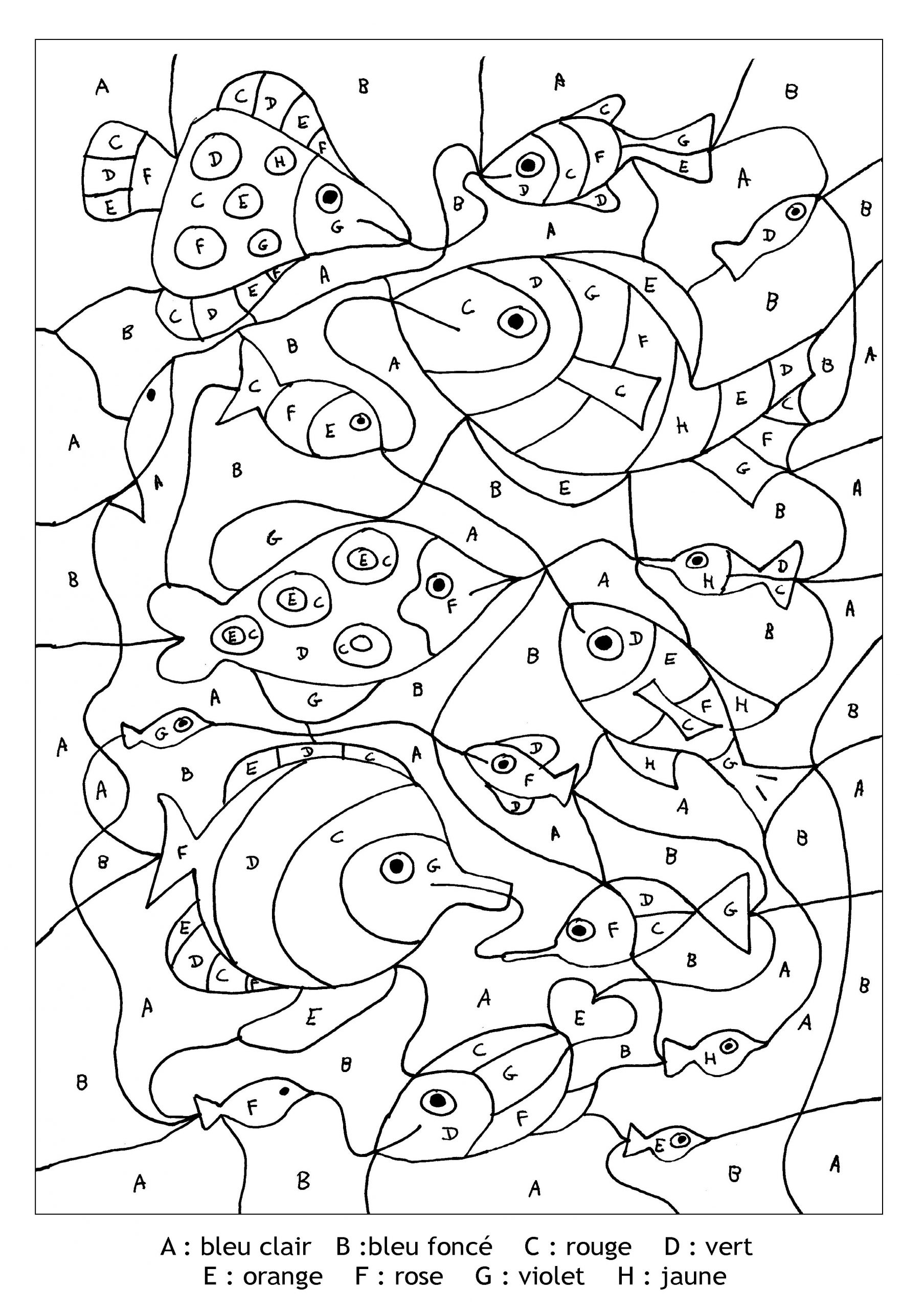 Magique Lettres Poissons - Coloriage Magique - Coloriages destiné Coloriage Magique Lettre H