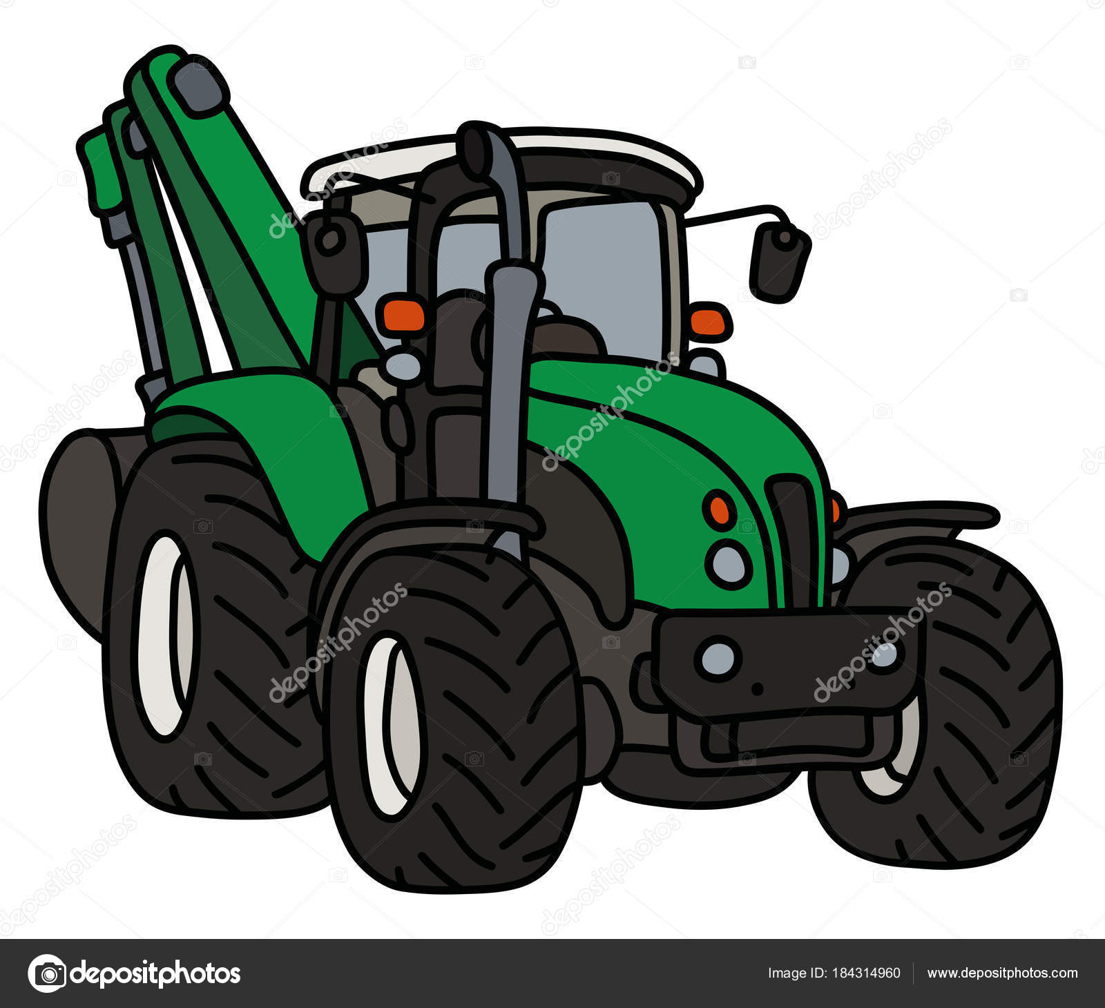 Main Dessin Tracteur Vert Avec Pelle — Image Vectorielle serapportantà Dessin Tracteur