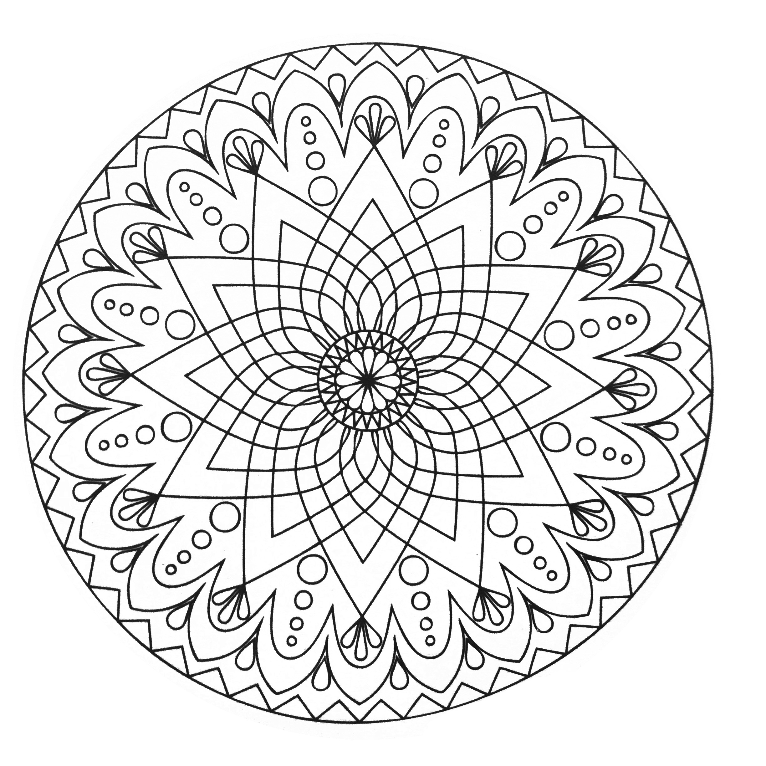 Mandala Abstrait Simple - Coloriage Mandalas - Coloriages intérieur Coloriage Difficile