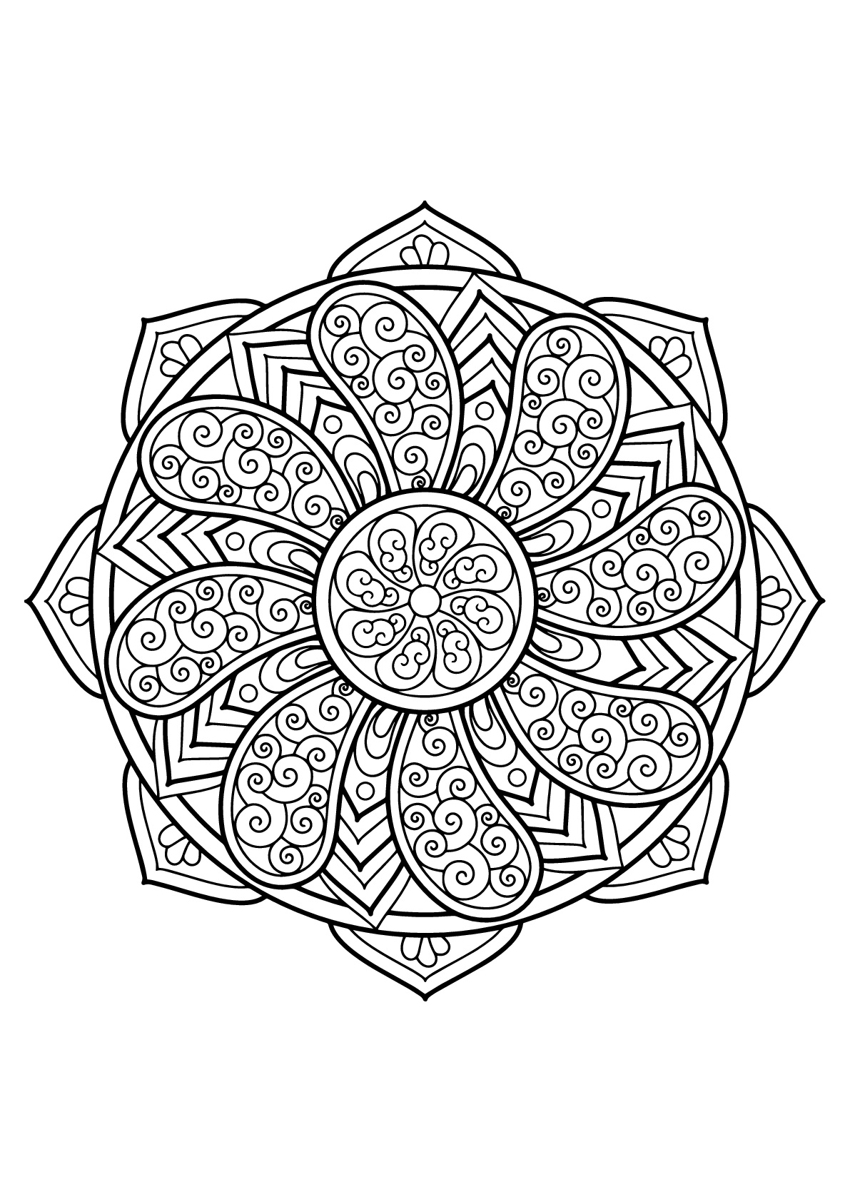 Mandala Complexe Livre Gratuit 27 - Coloriage Mandalas intérieur Coloriage Dessin Mandala