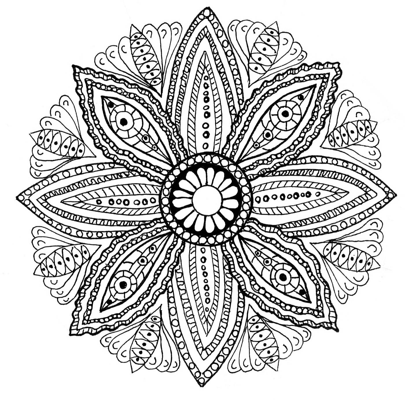 Mandala Feuilles Et Vegetation - Coloriage Mandalas concernant Coloriage Difficile