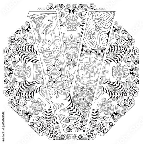 Mandala With Letter V For Coloring. Vector Decorative avec Coloriage Mandala Lettre M