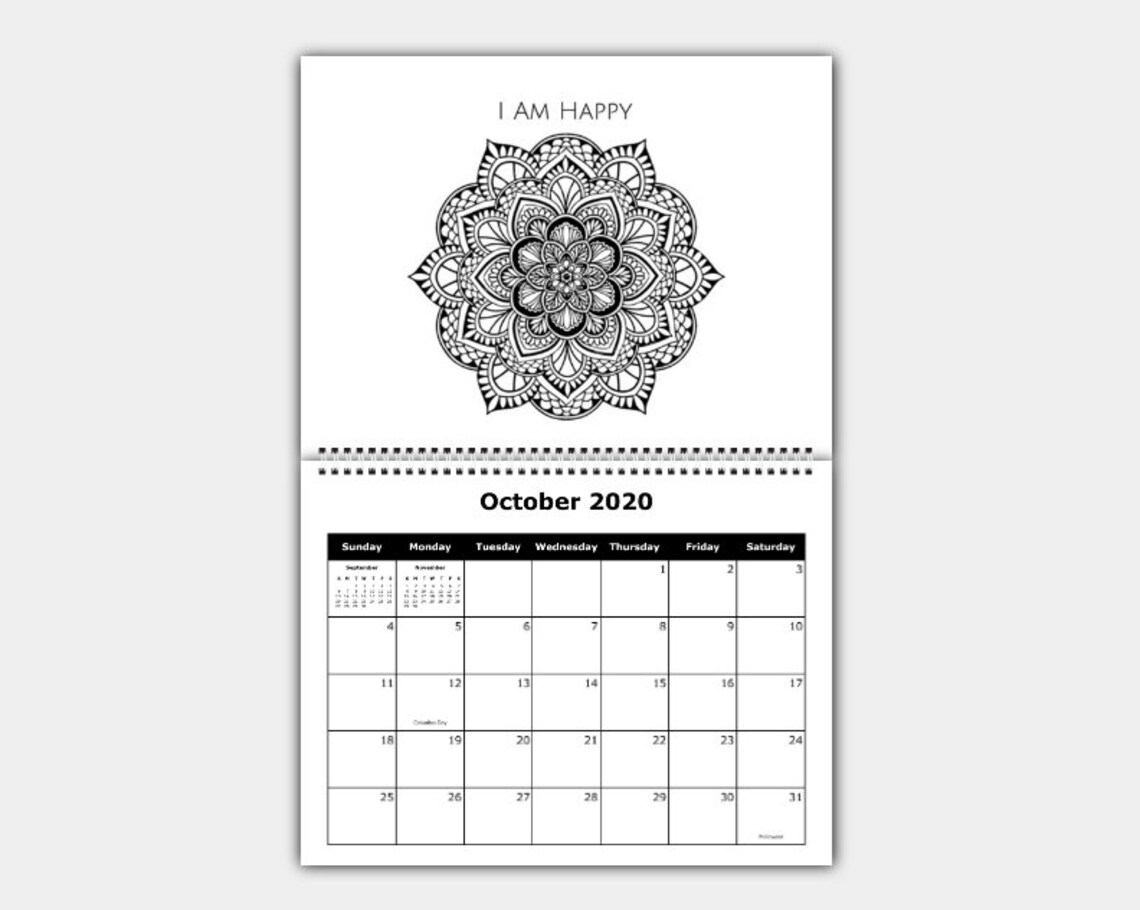 Mandalas Coloriage Calendrier Mural 2022 Calendrier pour Coloriage 2022,