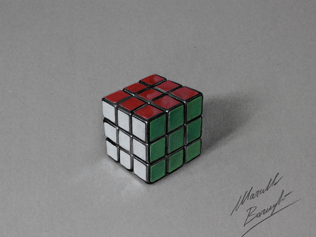 Marcello Barenghi: Rubik'S Cube 3D Illusion Drawing dedans S Dessin 3D