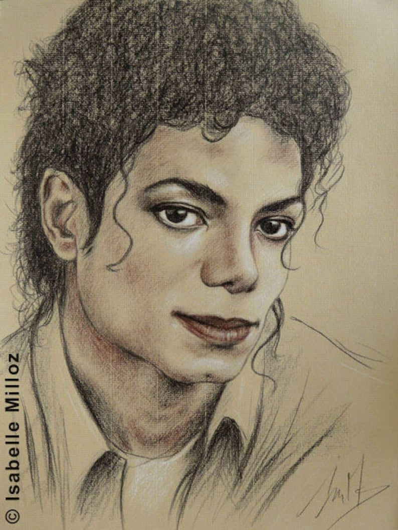 Michael Jackson Portrait Original / Dessin 30X40 Cm | Etsy concernant Dessin Coloriage Michael Jackson