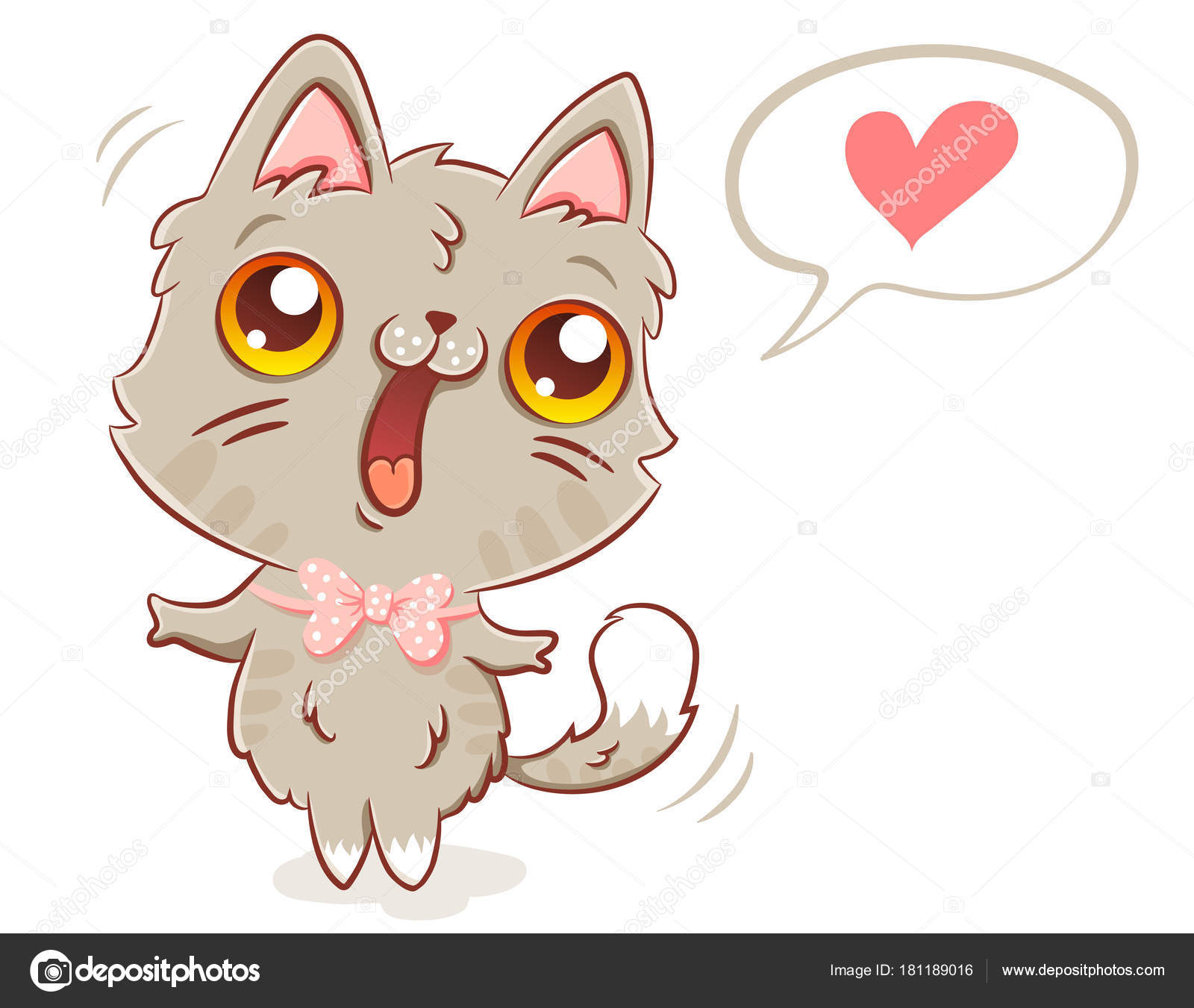 Mignonne Chat Caricature En Costume Blanc — Image concernant Dessin Kawaii Chat,