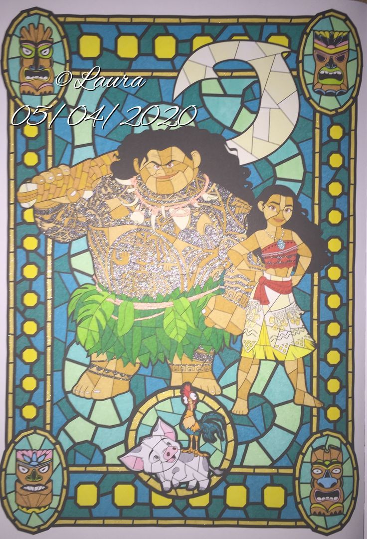 Moana &amp;amp; Maui | Vitrail Disney, Coloriage Disney, Dessin tout Coloriage Vitraux Disney,