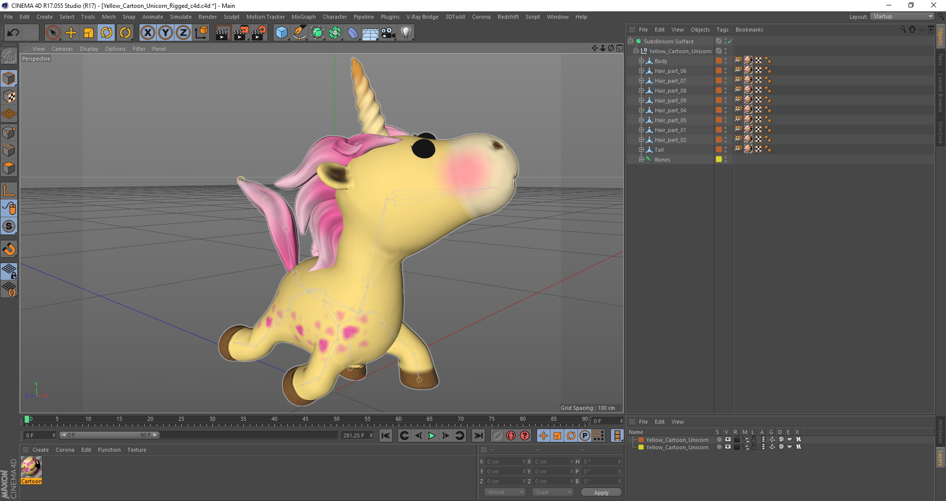 Modèle 3D De Licorne De Dessin Animé Jaune Truquée Pour pour Dessin 4D,