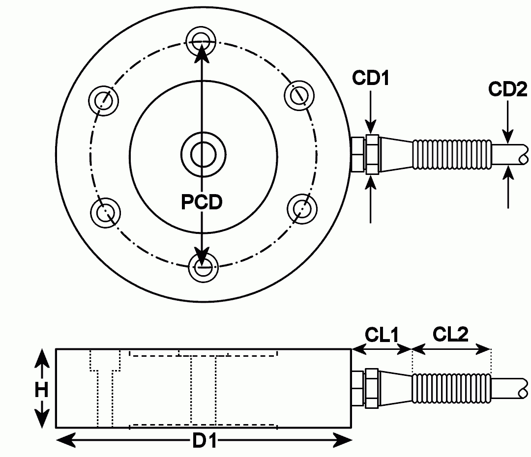 Modéle Rlu Capteur De Force Universel Traction/Compression avec Vis H Dessin