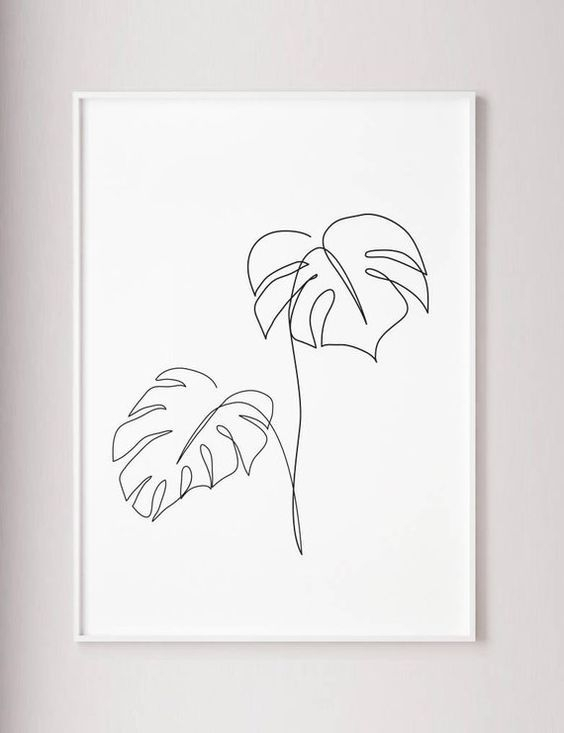 Monstera, Dessin Au Trait, Feuilles Tropiques, Impression serapportantà Dessin 1 Trait