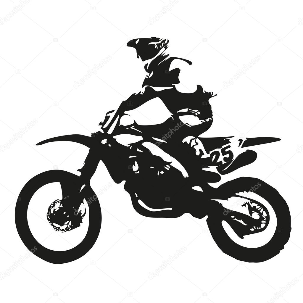 Motocross Vector Silhouette — Stock Vector © Msanca #99351118 serapportantà Moto En Y Dessin