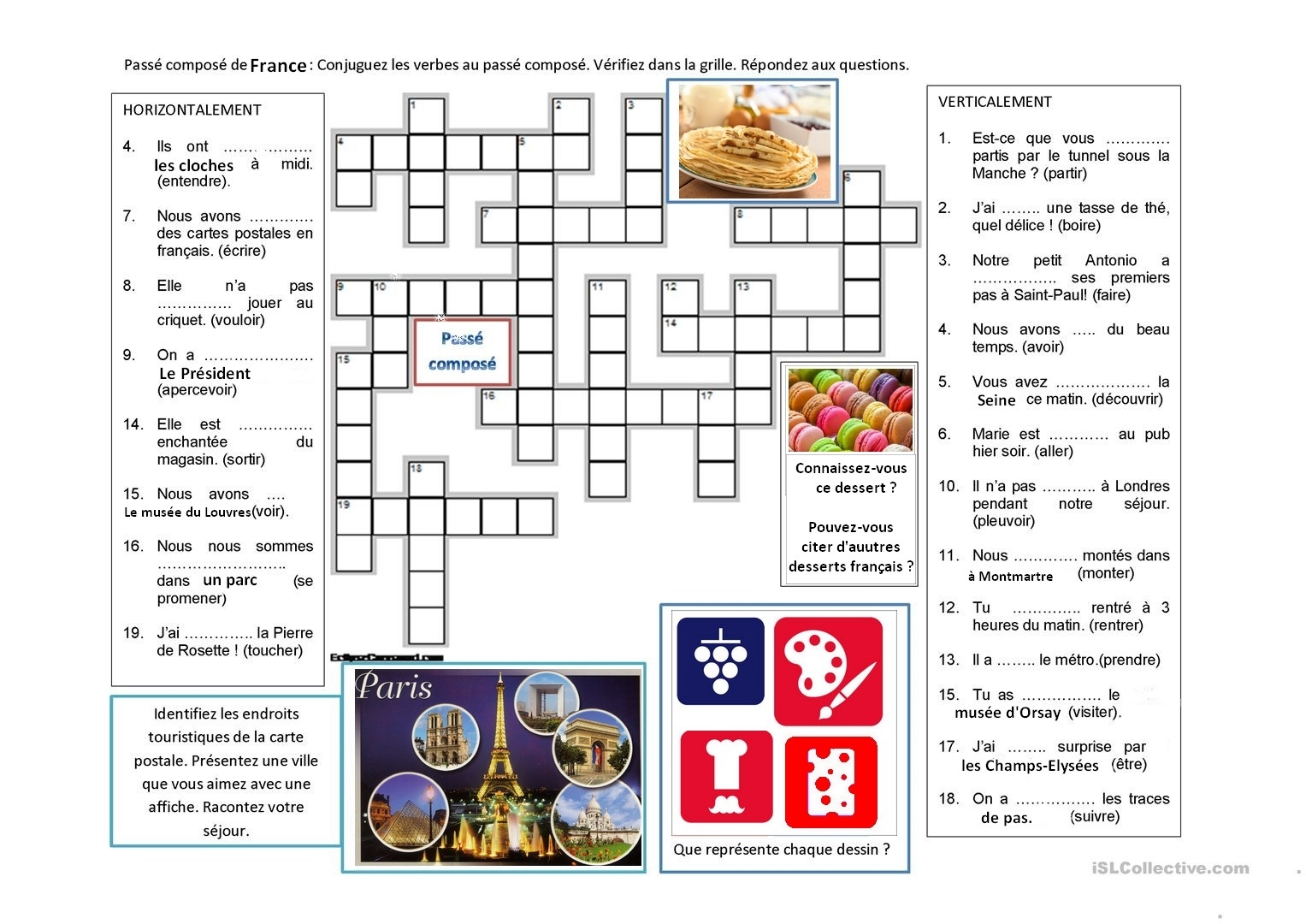 Mots Croisés Passé Composé - Etape Fle Pour Jeux Mots concernant Coloriage Passé Composé