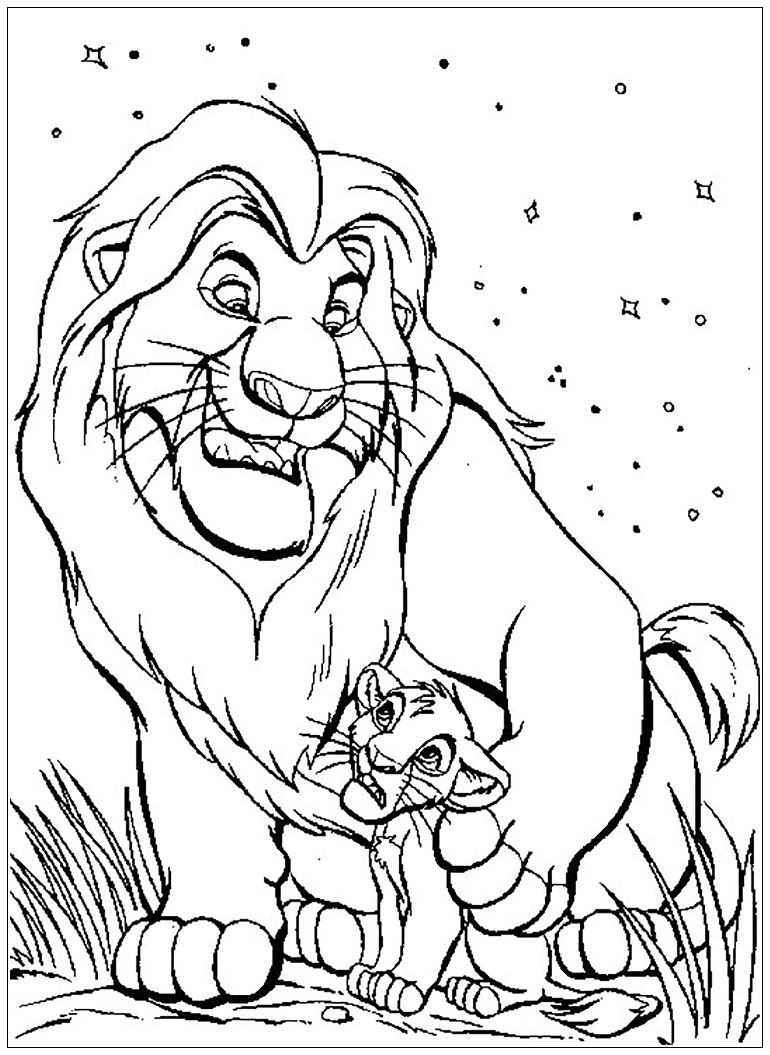 Mufasa Et Simba - Coloriage Le Roi Lion - Coloriages Pour à Coloriage Lion,