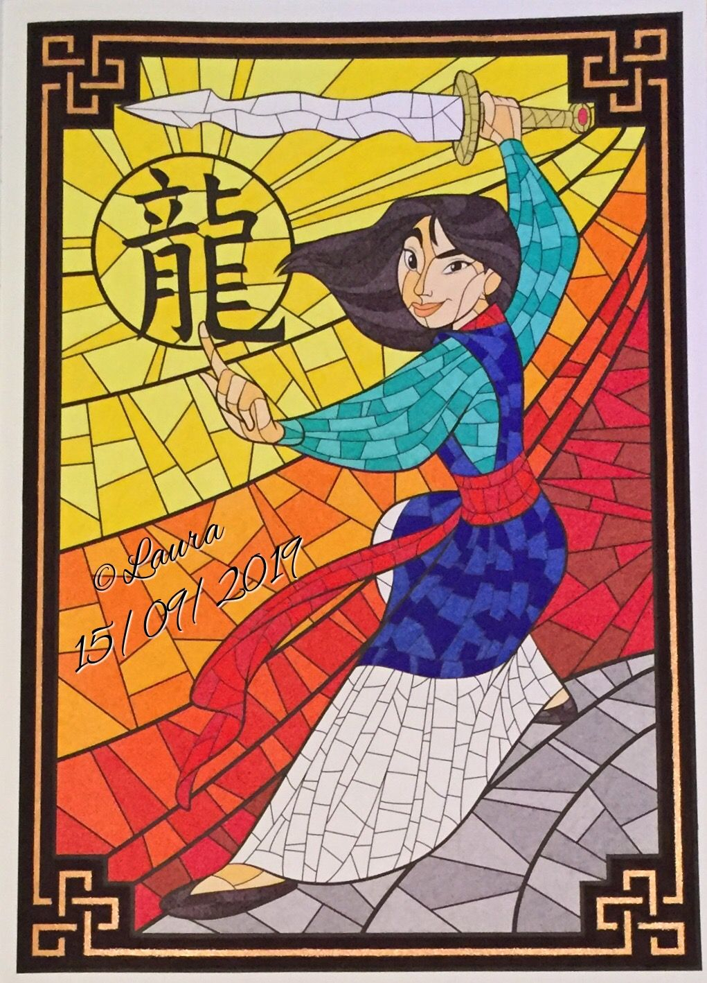 Mulan From Hachette Heroes Disney Vitraux. Coloured By à Coloriage Vitraux Disney,