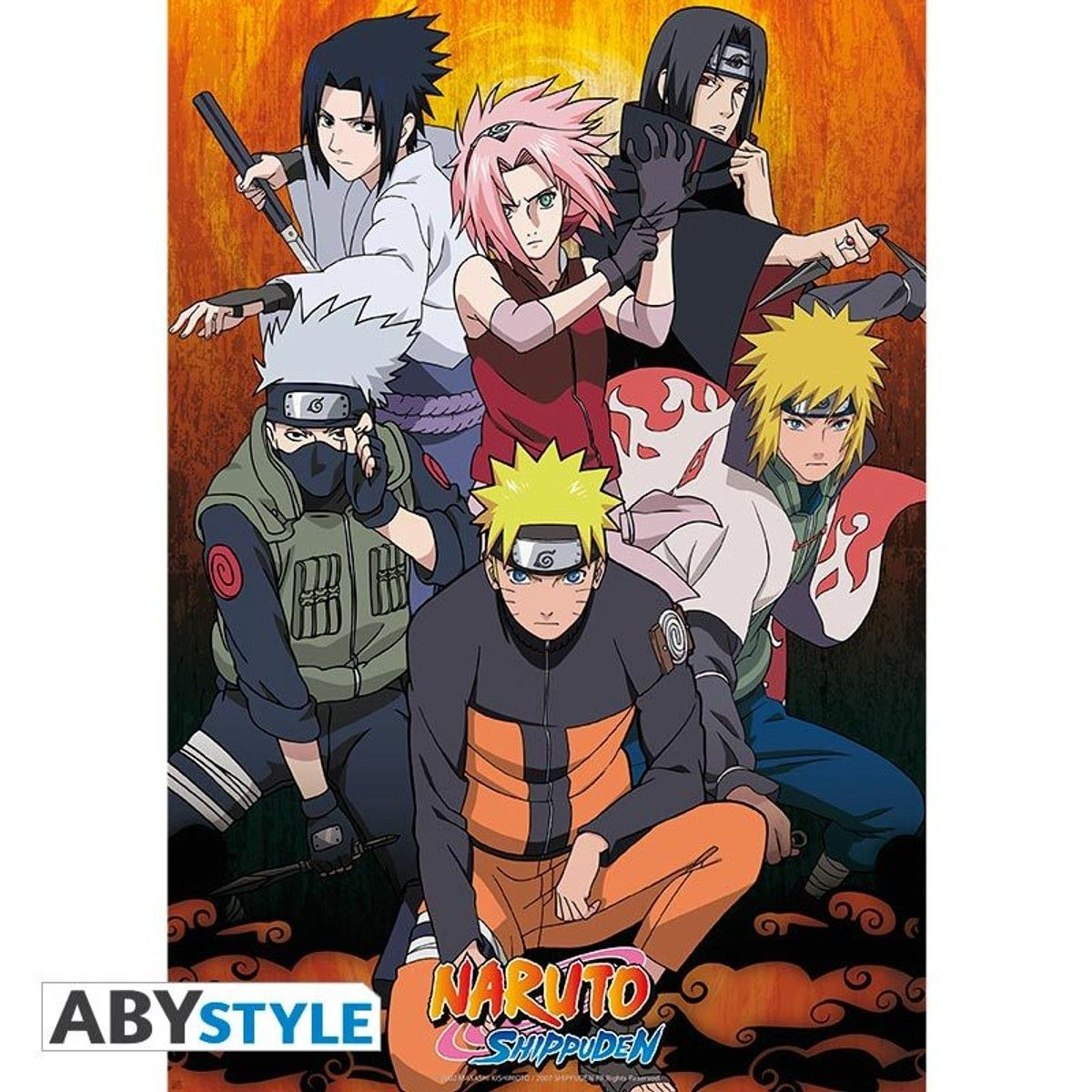 Naruto Shippuden - Poster Groupe Roulé Filmé (98X68 tout Dessin Equipe 7 Naruto,