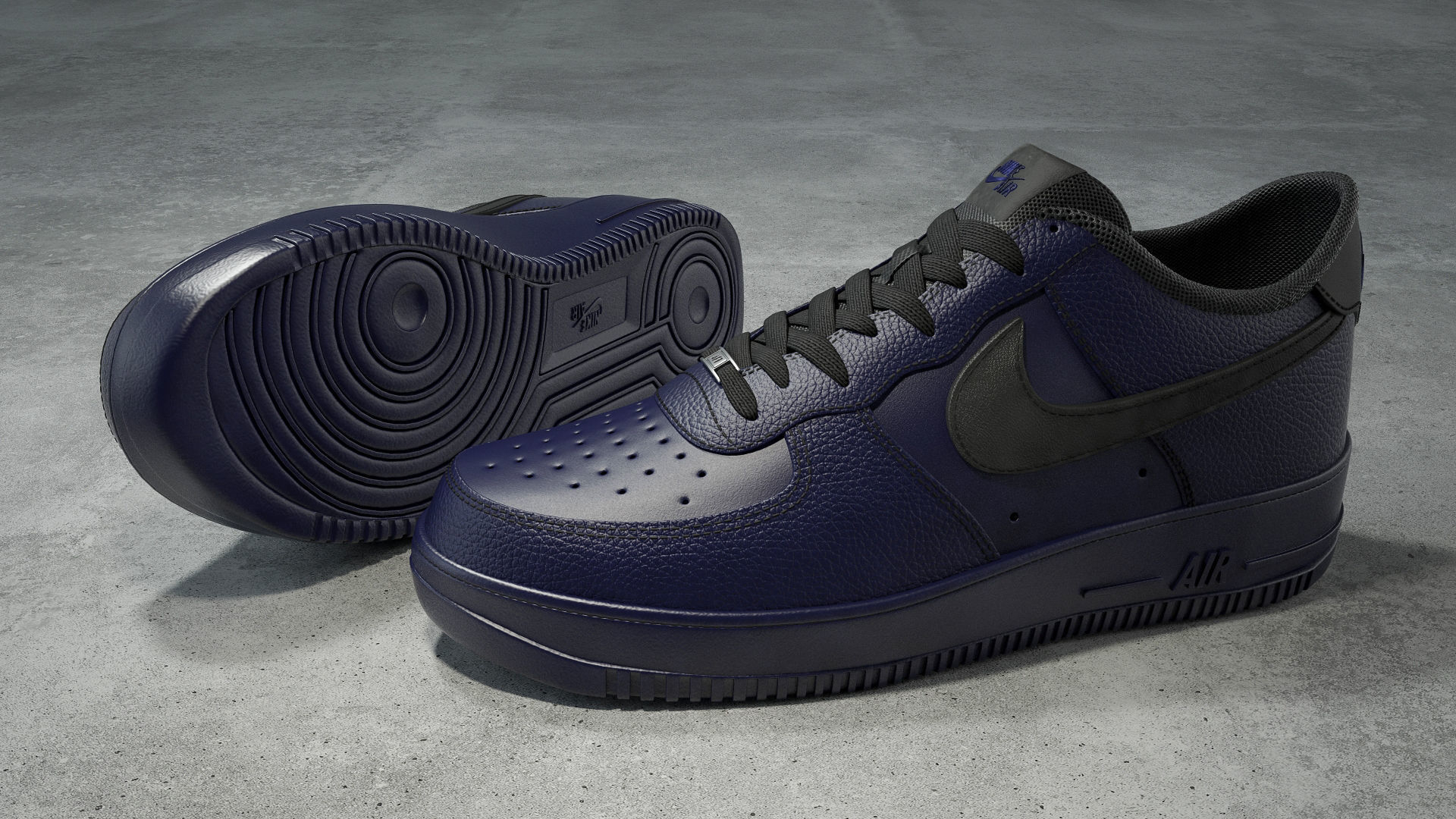 Nike Air Force 1 Low Binary Blue 3D Asset | Cgtrader destiné Coloriage Air Force 1,
