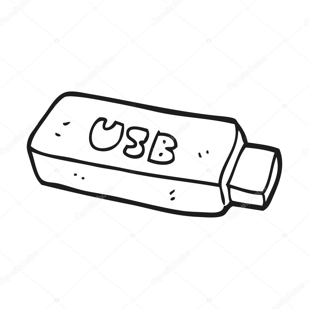 Noir Et Blanc Bande Dessinée Clé Usb Image Vectorielle Par pour Coloriage Dessin Clé