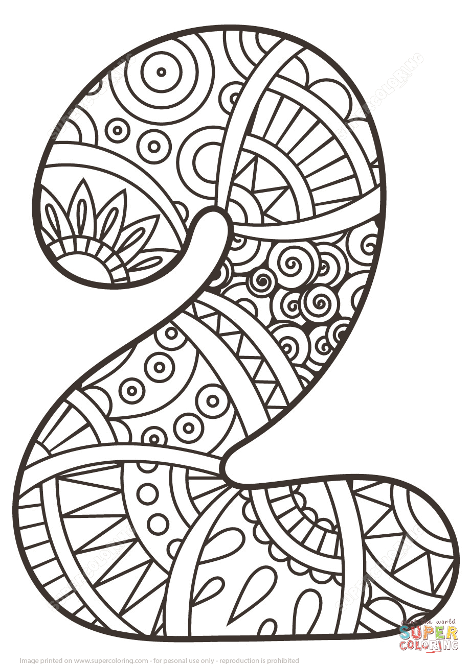 Number 2 Zentangle Coloring Page | Free Printable Coloring intérieur Chiffre 2 Dessin