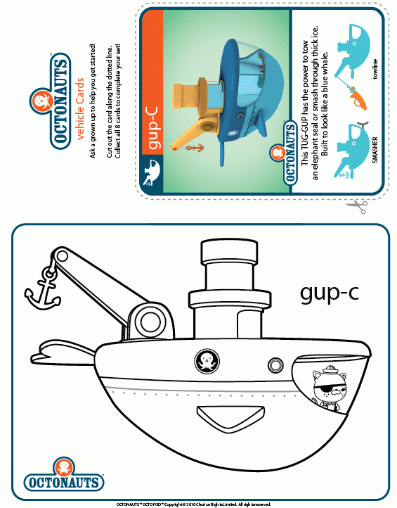 Octonauts Colour Gup-C | Treehouse | 색칠 활동, 유치원 아이디어, 바다 tout Coloriage Octonautes Gup G