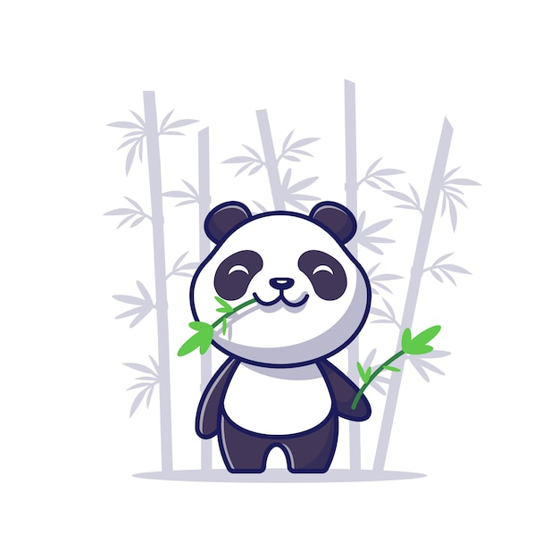 Panda Mignon Manger Illustration De Dessin Animé En Bambou serapportantà Dessin Panda