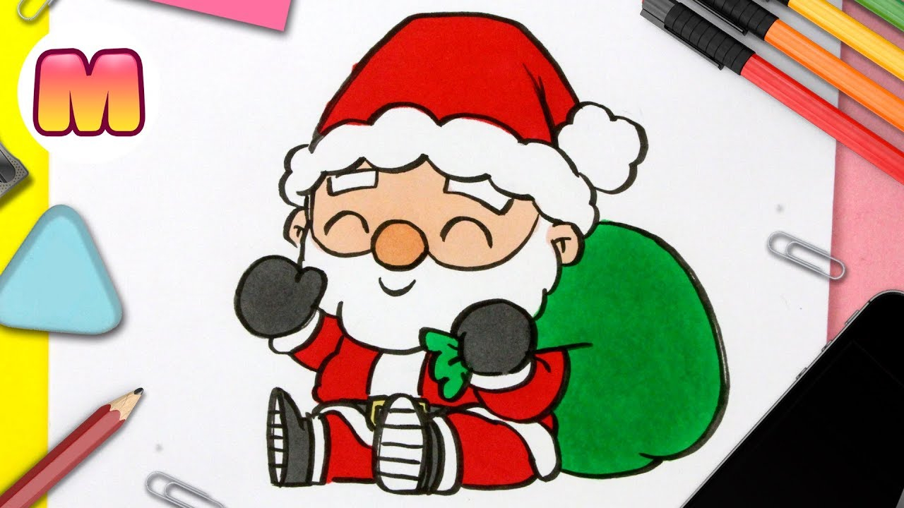 Papa Noel Dibujo - Como Dibujar A Papa Noel Kawaii Facil tout Dessin Kawaii Noël,