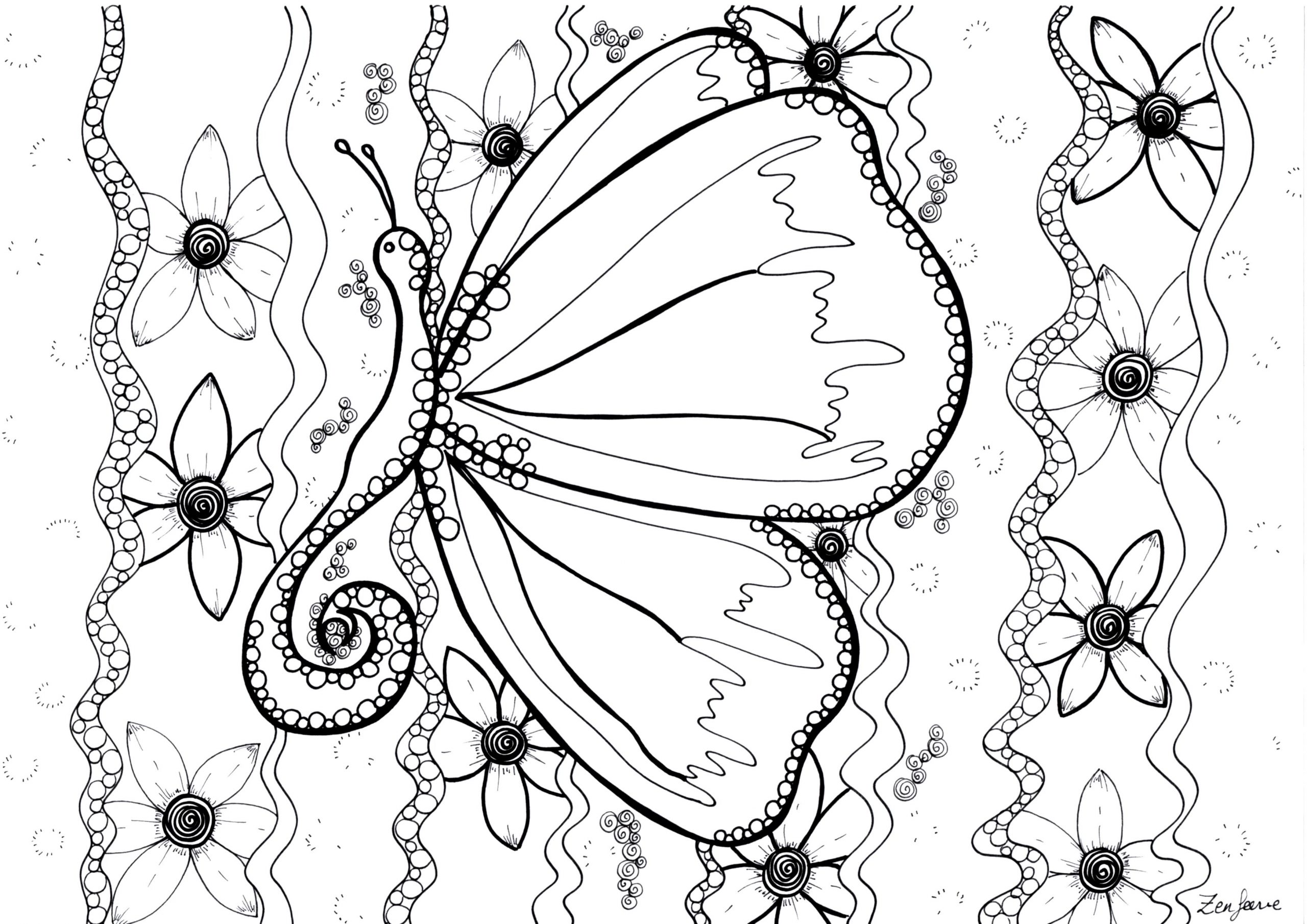 Papillon Par Zenfeerie - Coloriage Zentangle avec Coloriage Papillon