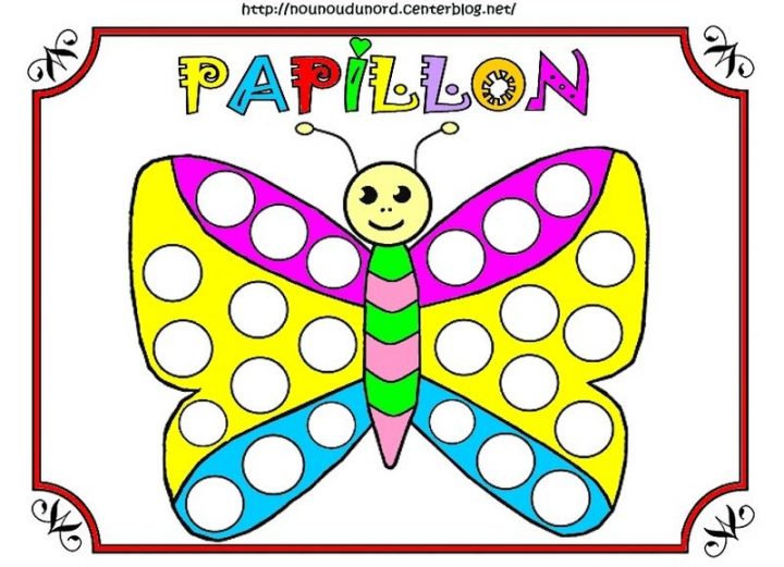 Papillons À Gommettes Coloriages Et En Couleur serapportantà Coloriage Des Couleurs