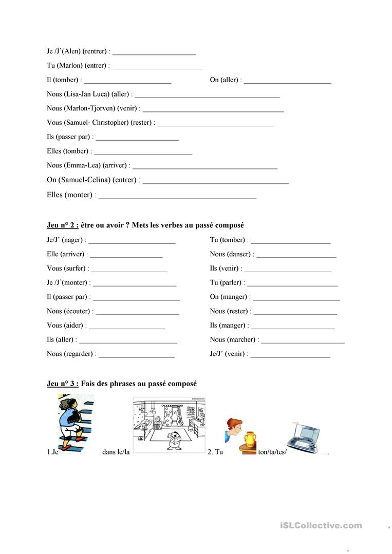 Passé Composé Avec Être - Français Fle Fiches Pedagogiques destiné Coloriage Codé Passé Composé