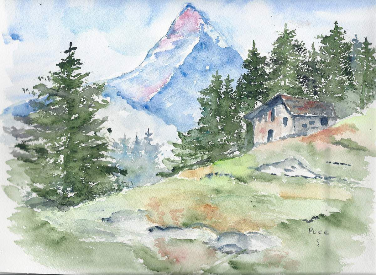 Paysage De Montagne En Aquarelle! - Le Blog De Aquarelle à Dessin En Paysage