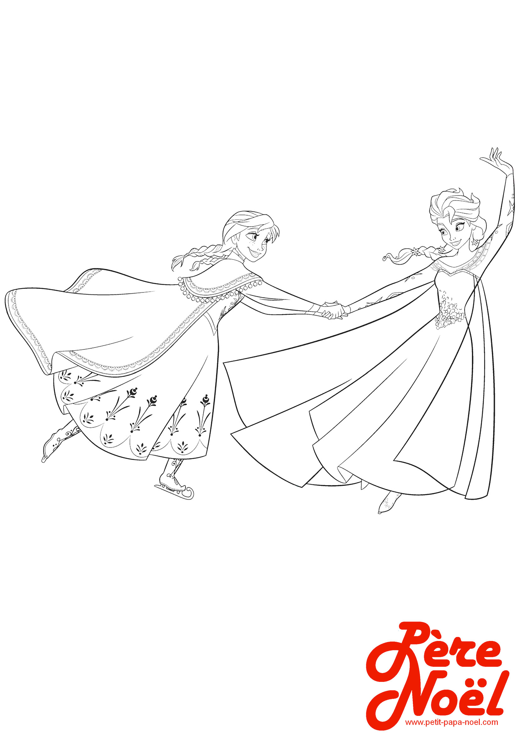 Petit Papa Noël - Coloriage : Elsa Patine Avec Anna serapportantà Dessin Coloriage Elsa