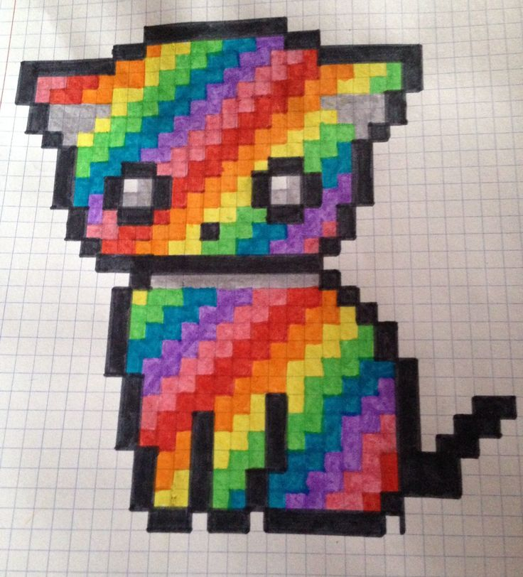 Pixel Art Chat Multicolore : +31 Idées Et Designs Pour intérieur Dessin Pixel Art