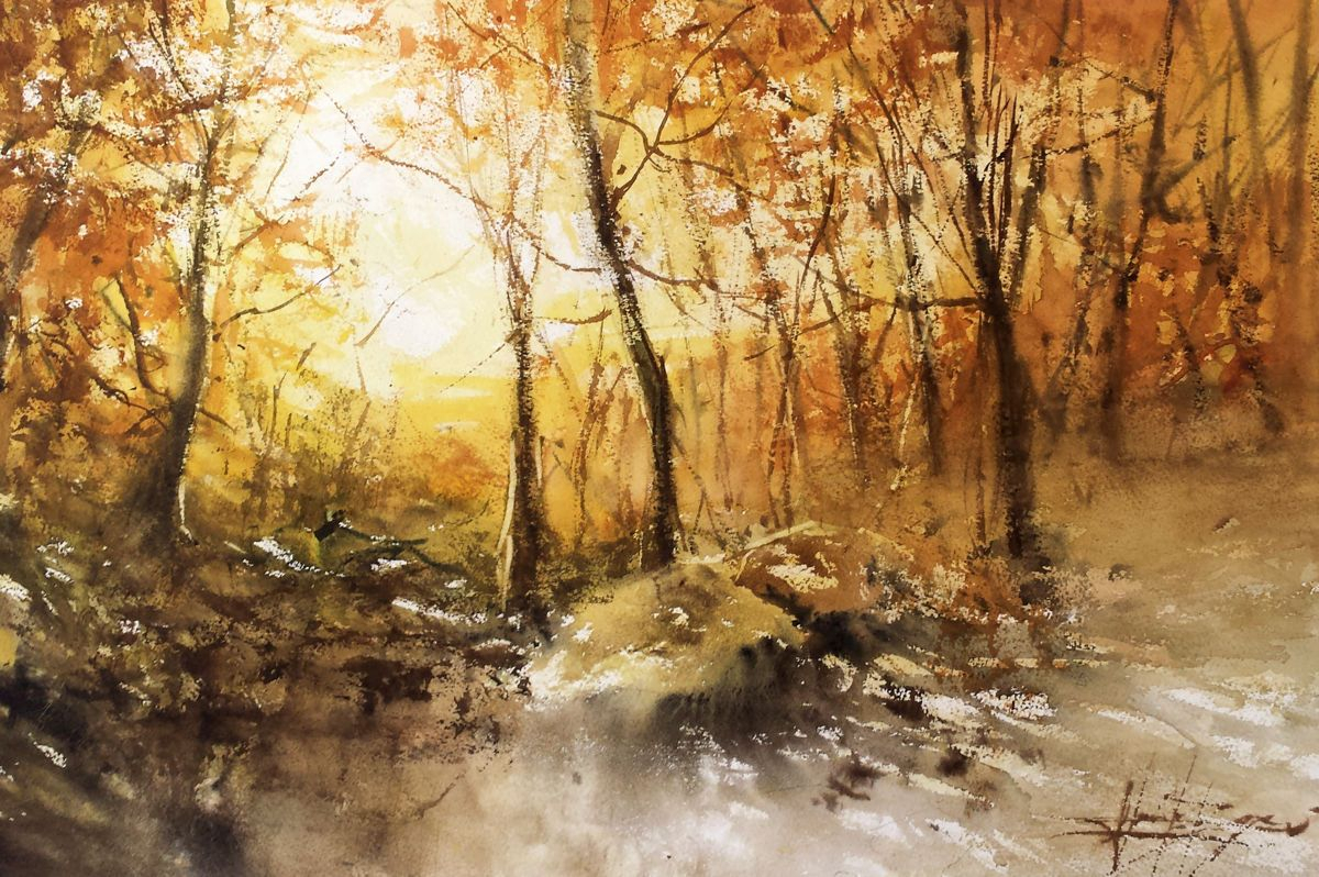 Poésie D&amp;#039;Automne - Peinture, 61X46 Cm ©2015 Par Alexis Le encequiconcerne Dessin En Paysage