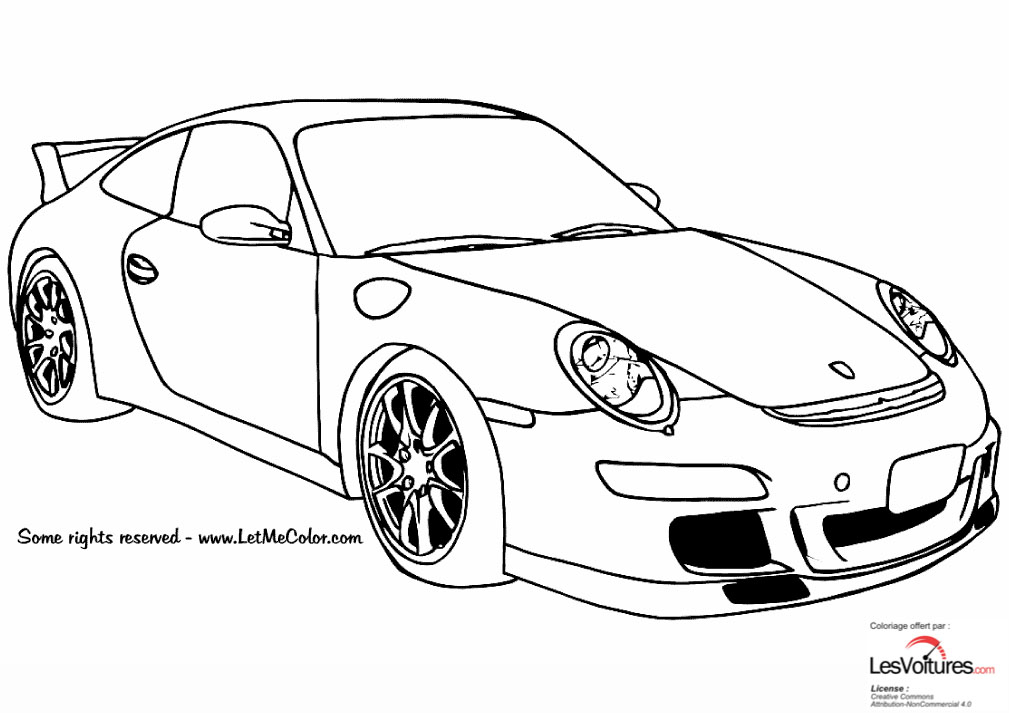 Porsche-911-Gt3-Coloriage-Voiture | Les Voitures avec Coloriage Porsche 911 Dessin Facile