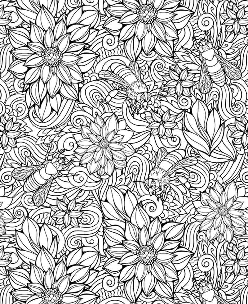 Poster Géant À Colorier, Coloriage Pour Adultes, Fleurs concernant Coloriage Fleur,