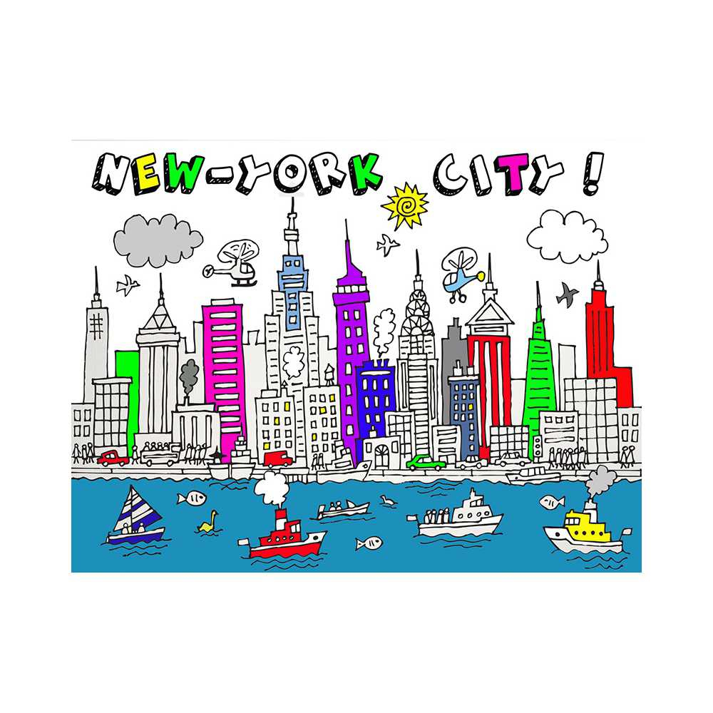 Poster Géant À Colorier Pour Enfant New-York City pour Coloriage Dessin New York Facile