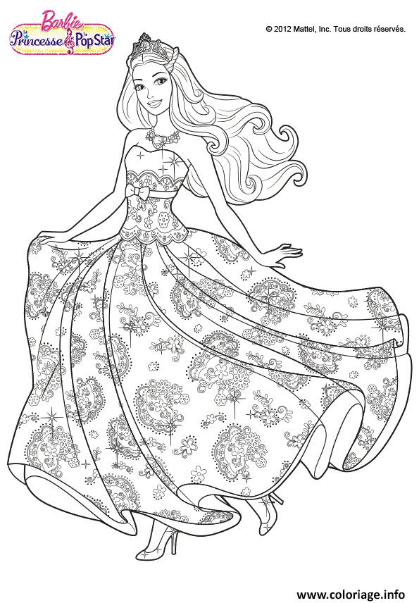 Princesse Barbie Coloriage à Coloriage Barbie,