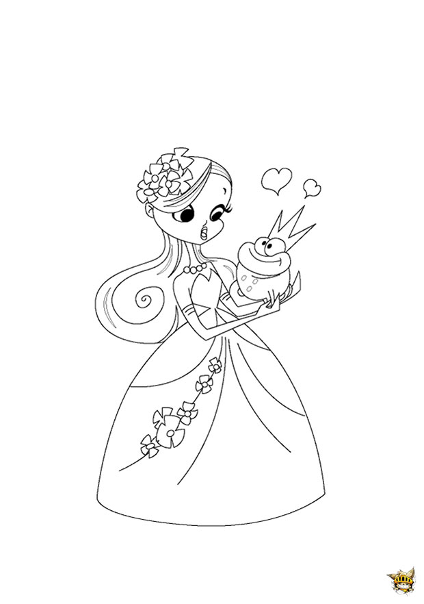 Princesse Et Grenouille Est Un Coloriage De Princesse concernant Dessin La Princesse